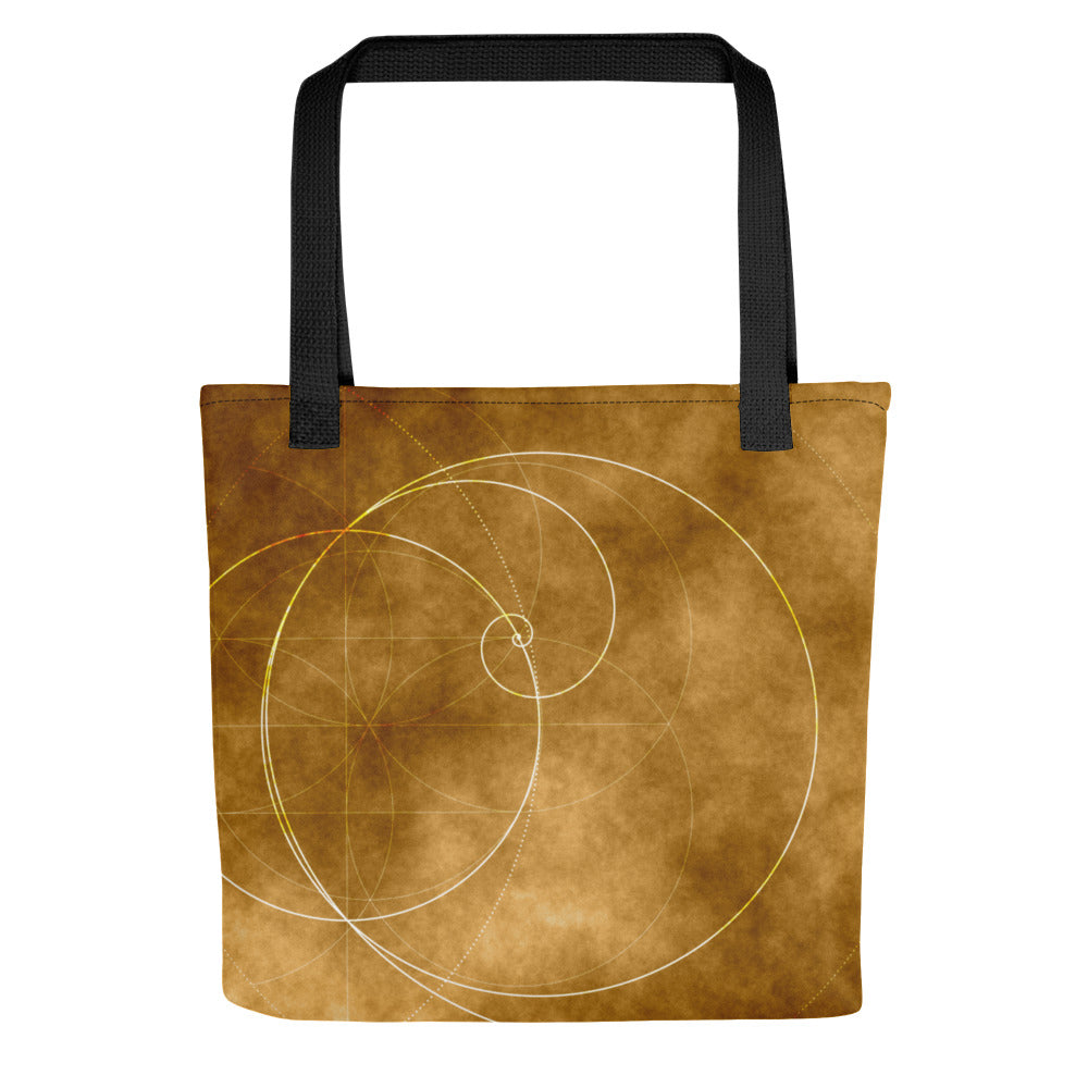 "Golden Spiral Glow" Tote bag