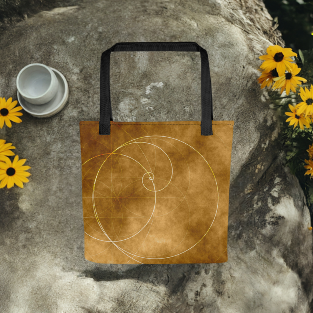 "Golden Spiral Glow" Tote bag